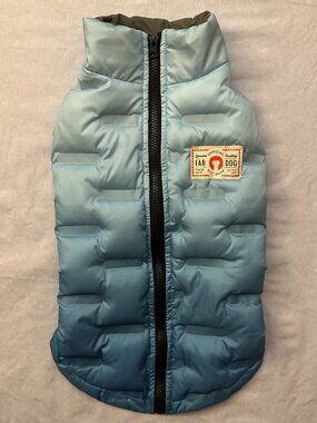 Fabdog Blue Ombre Zip Up Puffer Jacket in Size Large / For Dogs